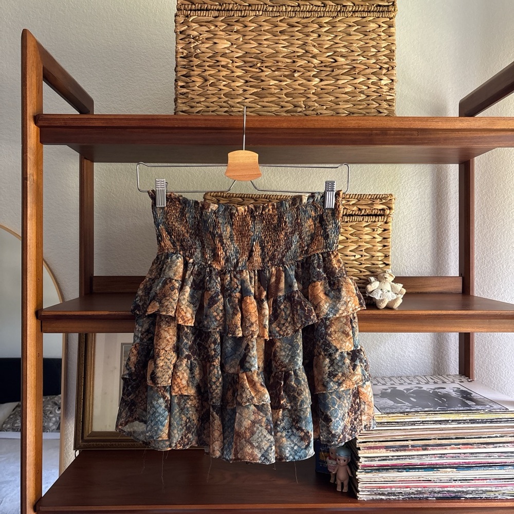 Free People Patchwork Mini Skirt - Blue and Brown